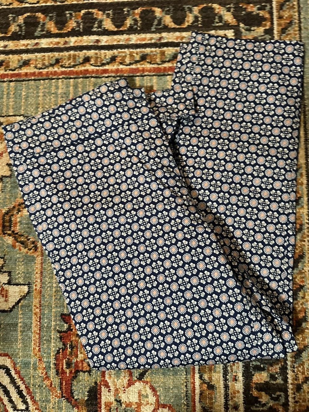 Zac & Rachel Navy Blue Floral Geometric Chinos